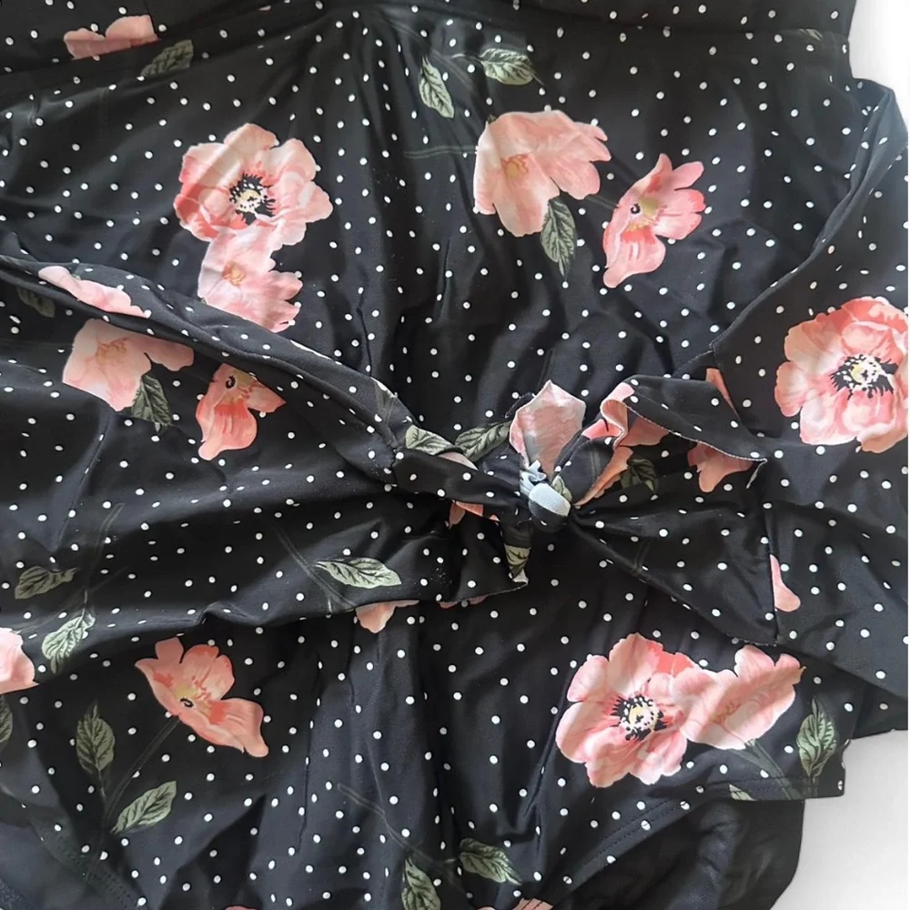 Torrid Black and Pink Floral One Piece - Picture 3 of 5